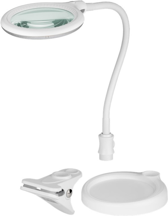 Goobay LED-forstørrelseslampe med stativ/klips, 6 W, hvit 480 lm, 100 mm glasslinse, 1,75x forstørrelse, 3 dioptrier i gruppen HJEM, HUS OG HAGE / Verktøy / Annet verktøy og tilbehør hos TP E-commerce Nordic AB (C40166)