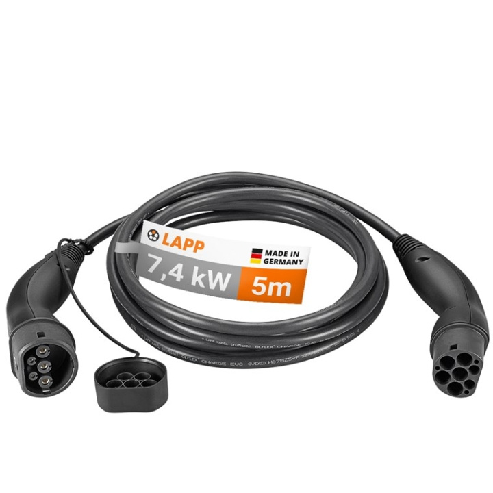 LAPP MOBILITY Ladekabel Type 2, opptil 7,4 kW, 5 m, svart (5555934002) 32 A, 1-faset, for lading av hybrid- og elbiler med Type 2-tilkobling i gruppen Bil / Elbil hos TP E-commerce Nordic AB (C40189)