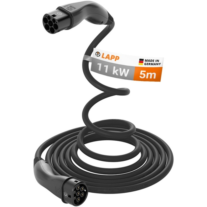 LAPP MOBILITY HELIX Type 2-ladekabel, opptil 11 kW, m, svart (5555935001) 20 A, 3-faset, for lading av hybrid- og elbiler med Type 2-tilkobling i gruppen Bil / Elbil hos TP E-commerce Nordic AB (C40200)