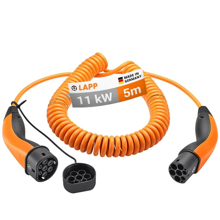 LAPP MOBILITY Type 2 spiralladekabel, opptil 11 kW, m, oransje (5555936025) 20 A, 3-faset, for lading av hybrid- og elbiler med Type 2-tilkobling i gruppen Bil / Elbil hos TP E-commerce Nordic AB (C40206)
