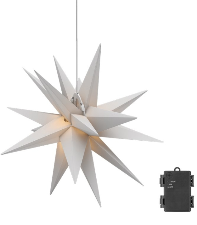 Goobay LED julestjerne 3D, Ø 56 cm, batteridrevet med timer og 18 spisser, varmhvit (3000 K), værbestandig plast (IP44), kabel 2 m i gruppen Elektronikk / Lys / Julebelysning hos TP E-commerce Nordic AB (C40231)