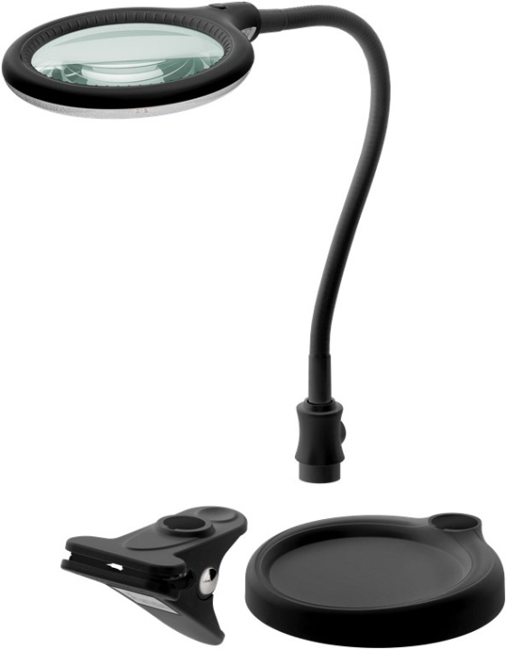 Goobay LED-forstørrelseslampe med stativ/klips, 6 W, svart 480 lm, 100 mm glasslinse, 1,75x forstørrelse, 3 dioptrier i gruppen HJEM, HUS OG HAGE / Verktøy / Annet verktøy og tilbehør hos TP E-commerce Nordic AB (C40236)