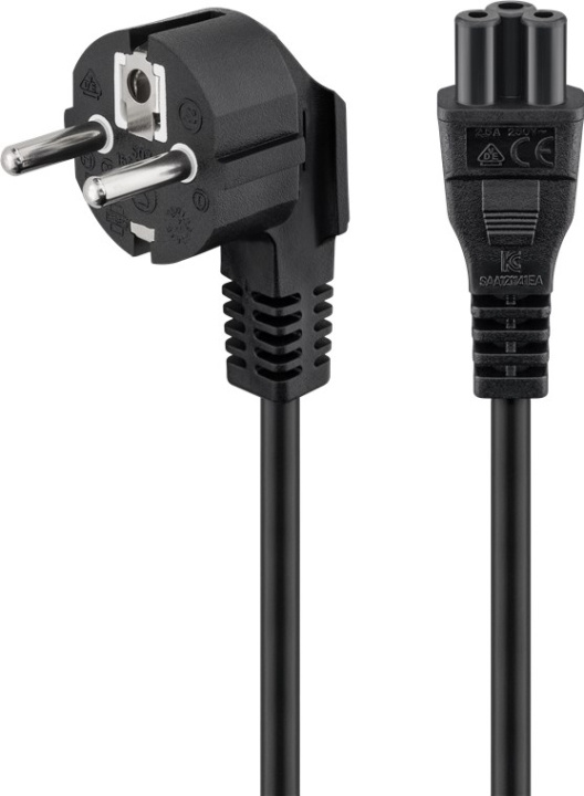 Goobay Nettkabel (sikkerhetsplugg) vinklet, 1,8 m, svart Jordingsstift (type F, CEE 7/7) 90° > stikkontakt C5 i gruppen Datautstyr / Kabler og adaptere / elektriske kabler hos TP E-commerce Nordic AB (C40269)