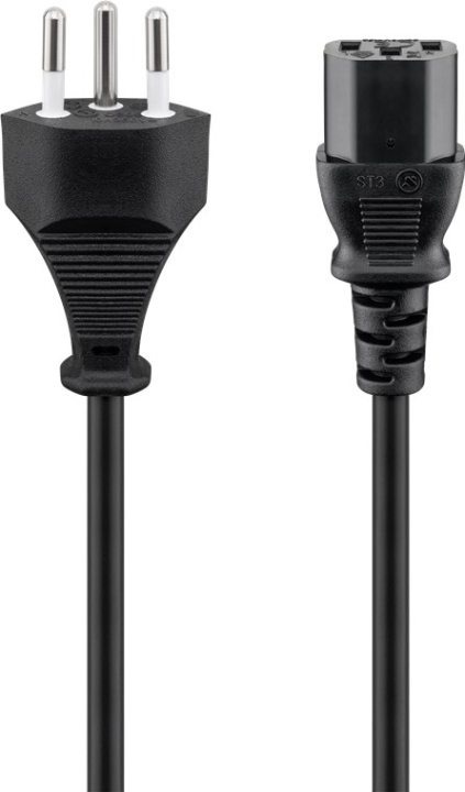 Goobay Kaldvarmekabel Sveits, 2 m, svart Sveitsisk støpsel (type J, SEV 1011) > stikkontakt C13 (kaldvarmetilkobling) i gruppen Datautstyr / Kabler og adaptere / elektriske kabler hos TP E-commerce Nordic AB (C40319)