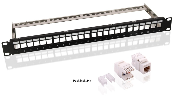 Goobay 19-tums (48,3 cm) Keystone-kopplingspanel (1 HE) inkl. 24x CAT-6-moduler (UTP) i gruppen Datautstyr / Kabler og adaptere / Nettverk / Adaptere og koblinger hos TP E-commerce Nordic AB (C40341)