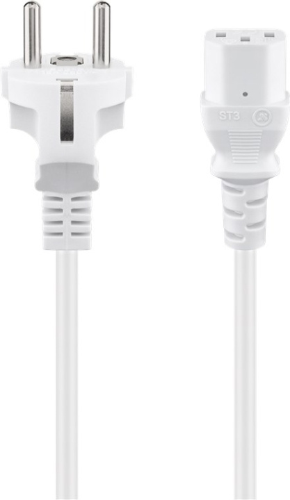 Goobay Tilkoblingskabel for kaldt apparat, 1,5 m, hvit Jordingsstift (type F, CEE 7/7) > Stikkontakt C13 (tilkobling til kaldt apparat) i gruppen Datautstyr / Kabler og adaptere / elektriske kabler hos TP E-commerce Nordic AB (C40365)