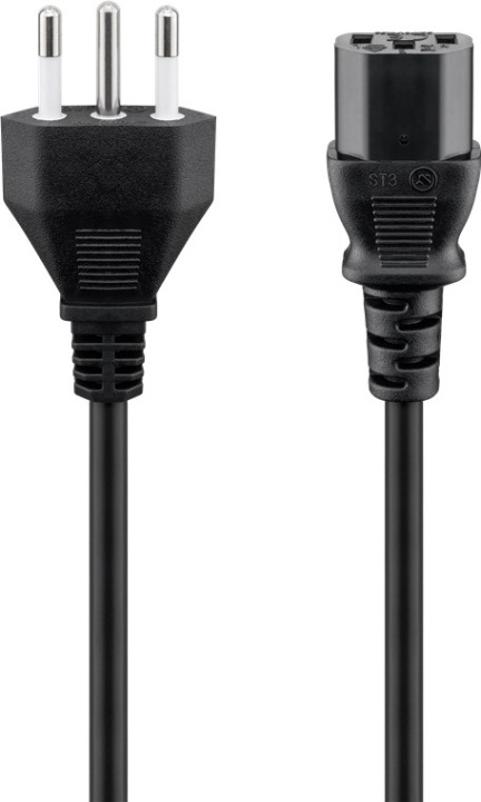 Goobay Kaldvarmekabel Italia, 1,8 m, svart Italiensk støpsel (type L, CEI 23-16-VII) > C13 stikkontakt (IEC-plugg) i gruppen Datautstyr / Kabler og adaptere / elektriske kabler hos TP E-commerce Nordic AB (C40374)