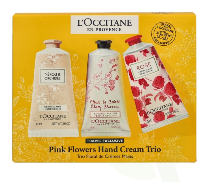 L\'Occitane Pink Flowers Hand Cream Trio Set 225 ml i gruppen HELSE OG SKJØNNHET / Manikyr/pedikyr / Håndkrem hos TP E-commerce Nordic AB (C40709)