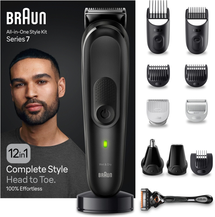 Braun All in One Series 7 MGK7460 12-in-1 -parta- ja vartalotrimmeri i gruppen HELSE OG SKJØNNHET / Hår & styling / Barbering og trimming / Skjeggtrimmere og tilbehør hos TP E-commerce Nordic AB (C40949)