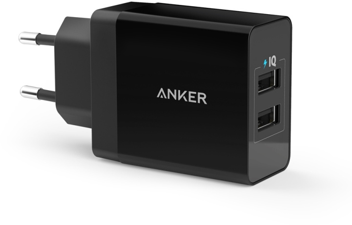 Anker USB -verkkovirtalaturi 2 x USB, 4.8 A, musta i gruppen SMARTTELEFON & NETTBRETT / Ladere og Kabler / Vegglader / Vegglader USB hos TP E-commerce Nordic AB (C41013)