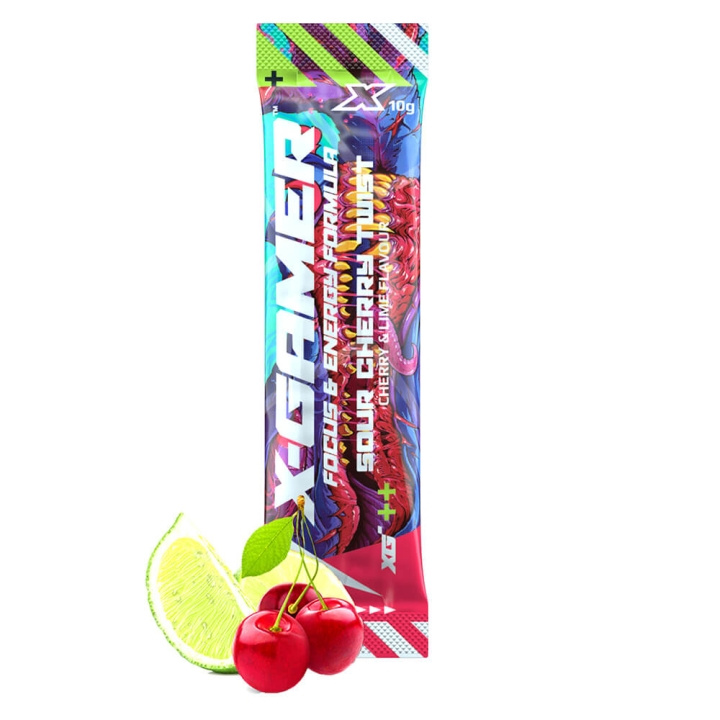 X-GAMER X-Shotz Sour Cherry Twist 10g i gruppen Datautstyr / GAMING / Energidrikke for gamere hos TP E-commerce Nordic AB (C41989)