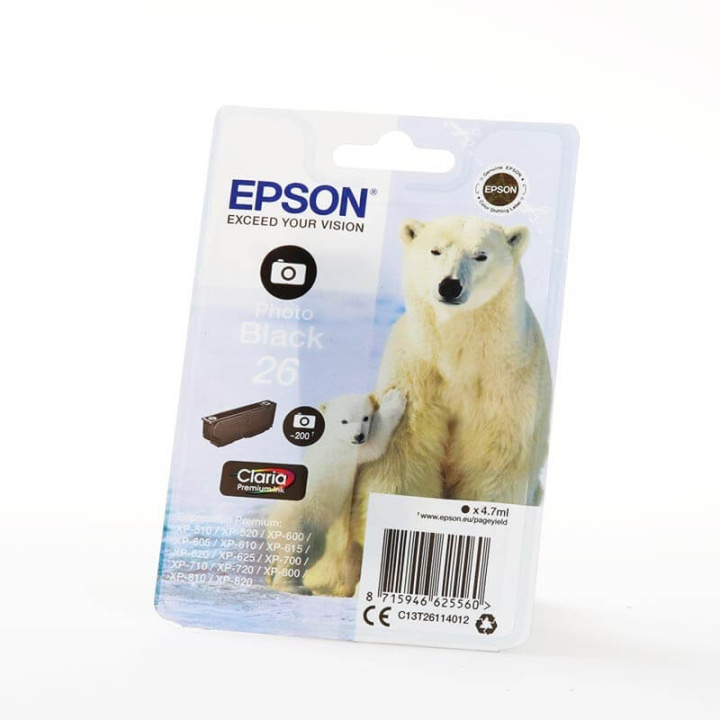 EPSON Ink C13T26114012 26 Photo Black Polar Bear i gruppen Datautstyr / Skrivere og tilbehør / Blekk og toner / Blekkpatroner / Epson hos TP E-commerce Nordic AB (C42051)