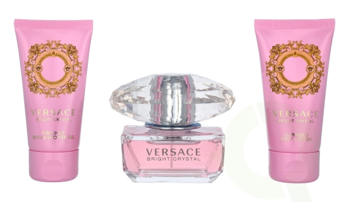 Versace Bright Crystal Giftset 150 ml, Edt Spray 50ml/Body Lotion 50ml/Shower Gel 50ml i gruppen HELSE OG SKJØNNHET / Gavesett / Gavesett for henne hos TP E-commerce Nordic AB (C42574)