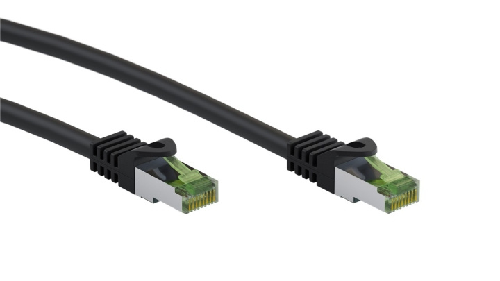 Goobay RJ45 patchkabel med CAT 8.1 S/FTP råkabel, AWG 26, svart kopparledare, LSZH halogenfri kabelhölje, RJ45-kontakt (CAT 6A) i gruppen Datautstyr / Kabler og adaptere / Nettverk / Cat8 hos TP E-commerce Nordic AB (C43038)