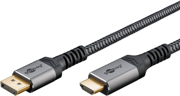 Goobay DisplayPort™ til HDMI™-kabel, 3 m, Sharkskin Grey Displayport™-plugg > HDMI™-kontakt (type A) i gruppen Datautstyr / Kabler og adaptere / DisplayPort / Kabler hos TP E-commerce Nordic AB (C43156)