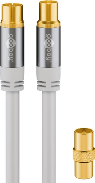 Goobay TV-antennekabel (135 dB), 4 x skjermet gullbelagt, koaksialstikk > koaksialplugg, 5 m i gruppen Elektronikk / Kabler og adaptere / Antennekabler og tilbehør / Antennekabler hos TP E-commerce Nordic AB (C43342)