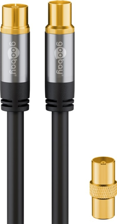 Goobay TV-antennekabel (135 dB), 4 x skjermet gullbelagt, koaksialstikkontakt > koaksialplugg, 10 m i gruppen Elektronikk / Kabler og adaptere / Antennekabler og tilbehør / Antennekabler hos TP E-commerce Nordic AB (C43370)