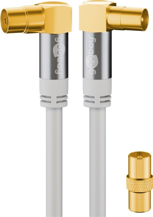 Goobay TV-antennekabel (135 dB), 4 x skjermet gullbelagt, koaksialstikk 90° > koaksialplugg 90°, 10 m i gruppen Elektronikk / Kabler og adaptere / Antennekabler og tilbehør / Antennekabler hos TP E-commerce Nordic AB (C43389)