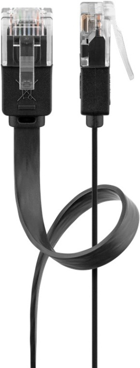 Goobay CAT 6 flat patchkabel, U/UTP, svart kobberleder (CU), 2 m i gruppen Datautstyr / Kabler og adaptere / Nettverk / Cat6 hos TP E-commerce Nordic AB (C43601)
