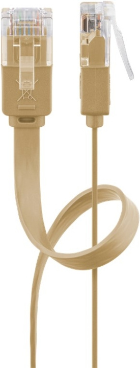 Goobay CAT 6 flat patchkabel, U/UTP, lysebrun kobberleder (CU), 3 m i gruppen Datautstyr / Kabler og adaptere / Nettverk / Cat6 hos TP E-commerce Nordic AB (C43632)