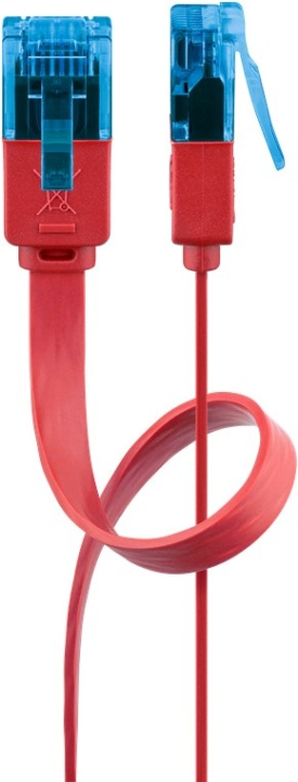 Goobay CAT 6A flat patchkabel, U/UTP, rød kobberleder (CU), 1 m i gruppen Datautstyr / Kabler og adaptere / Nettverk / Cat6 hos TP E-commerce Nordic AB (C43655)