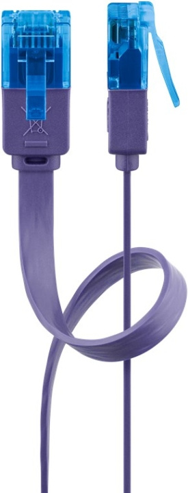 Goobay CAT 6A flat patchkabel, U/UTP, fiolett kobberleder (CU), 1 m i gruppen Datautstyr / Kabler og adaptere / Nettverk / Cat6 hos TP E-commerce Nordic AB (C43657)