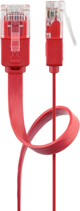 Goobay CAT 6 flat patchkabel, U/UTP, rød kobberleder (CU), 1 m i gruppen Datautstyr / Kabler og adaptere / Nettverk / Cat6 hos TP E-commerce Nordic AB (C43689)