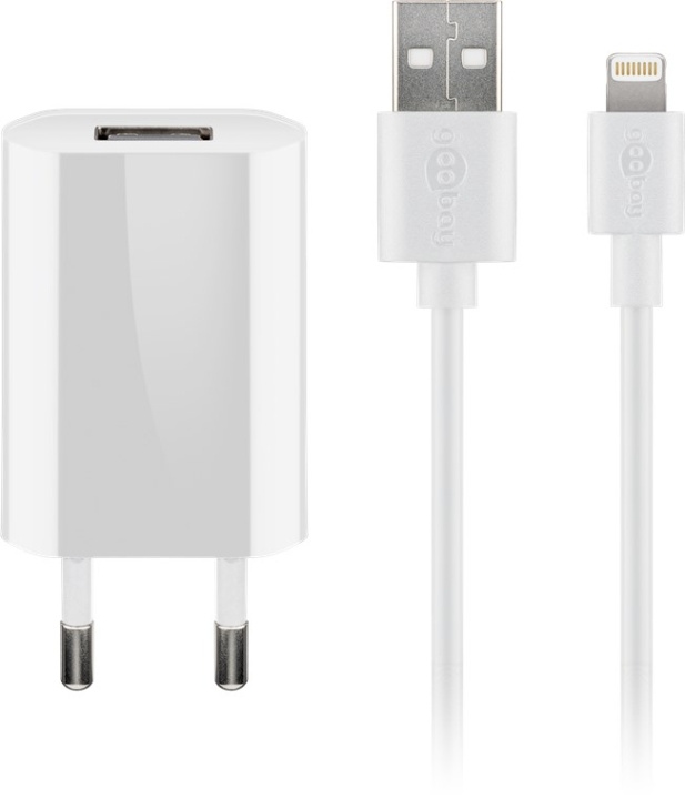 Goobay Apple Lightning Charging Kit (5 W) Strømforsyning med Apple Lightning-kabel 1 m (hvit) i gruppen SMARTTELEFON & NETTBRETT / Ladere og Kabler / Vegglader / Vegglader Lightning hos TP E-commerce Nordic AB (C43977)