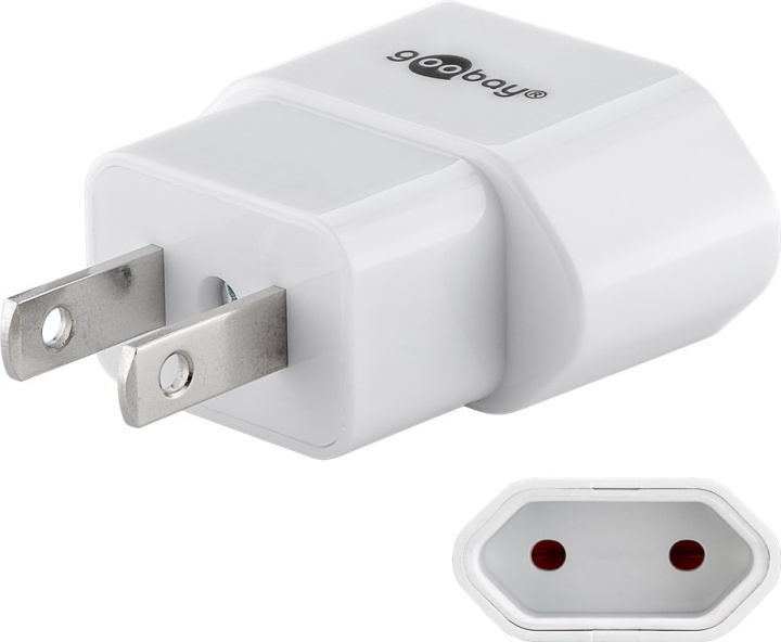 Goobay Nätadapter US/Japan, vit europlug (typ C, CEE 7/16) > amerikansk/japansk kontakt (typ A, NEMA 1-15, 2-polig) i gruppen HJEM, HUS OG HAGE / El og belysning / Reiseadaptere hos TP E-commerce Nordic AB (C43986)