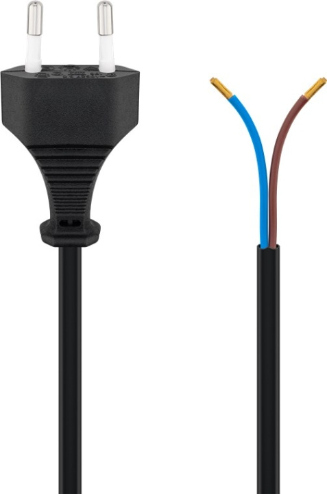 Goobay Kabel med Euro-plugg for montering, 1,5 m, svart Euro-plugg (type C, CEE 7/16) > løse kabelender i gruppen HJEM, HUS OG HAGE / El og belysning / Elinstallasjon / Tilbehør hos TP E-commerce Nordic AB (C44018)