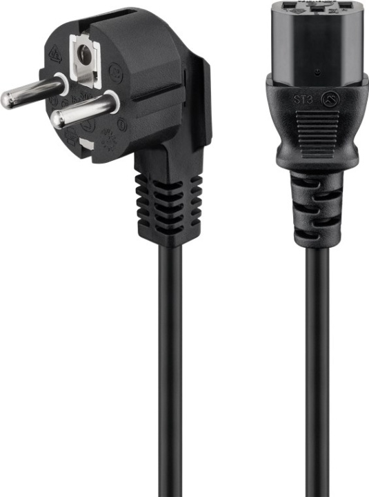 Goobay Vinklet tilkoblingskabel med C13-kontakt, 5 m, svart plugg med jording (type F, CEE 7/7) > stikkontakt C13 i gruppen Datautstyr / Kabler og adaptere / elektriske kabler hos TP E-commerce Nordic AB (C44031)