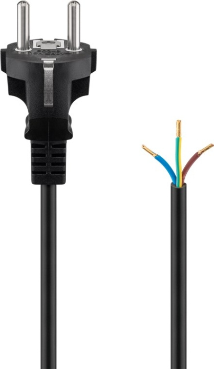 Goobay Kabel for beskyttelsesplugg for montering, 1,5 m, svart plugg med jording (type F, CEE 7/7) > løse kabelender i gruppen HJEM, HUS OG HAGE / El og belysning / Elinstallasjon / Tilbehør hos TP E-commerce Nordic AB (C44033)