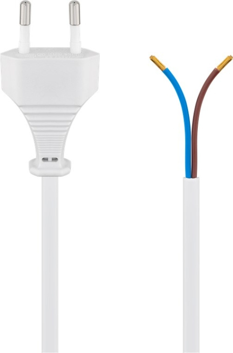 Goobay Kabel med Euro-plugg for montering, 1,5 m, hvit Euro-plugg (type C, CEE 7/16) > løse kabelender i gruppen HJEM, HUS OG HAGE / El og belysning / Elinstallasjon / Tilbehør hos TP E-commerce Nordic AB (C44035)