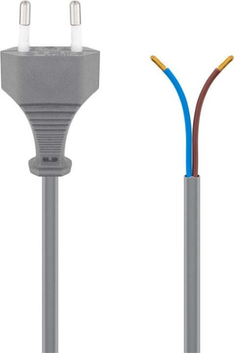 Goobay Kabel med Euro-plugg for montering, 1,5 m, grå Euro-plugg (type C, CEE 7/16) > løse kabelender i gruppen HJEM, HUS OG HAGE / El og belysning / Elinstallasjon / Tilbehør hos TP E-commerce Nordic AB (C44036)