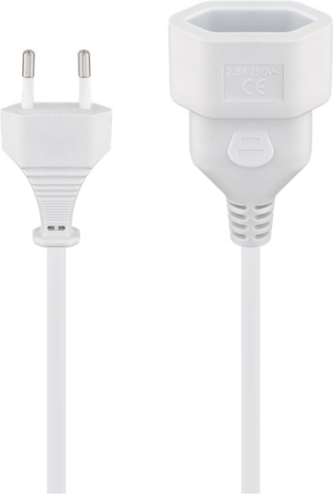 Goobay Förlängningskabel Europlug, 2 m, vit Europlug (typ C, CEE 7/16) > Europeiskt uttag i gruppen HJEM, HUS OG HAGE / El og belysning / Skjøteledninger hos TP E-commerce Nordic AB (C44039)