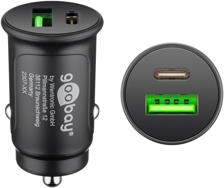 Goobay Dual-USB Auto Fast Charger USB-C™ PD (Power Delivery) (30 W) 30W (12/24V)lämplig för enheter med USB-C™ (Ström Delivery), såsom iPhone 12 i gruppen SMARTTELEFON & NETTBRETT / Ladere og Kabler / Billader / Billader Type C hos TP E-commerce Nordic AB (C44053)