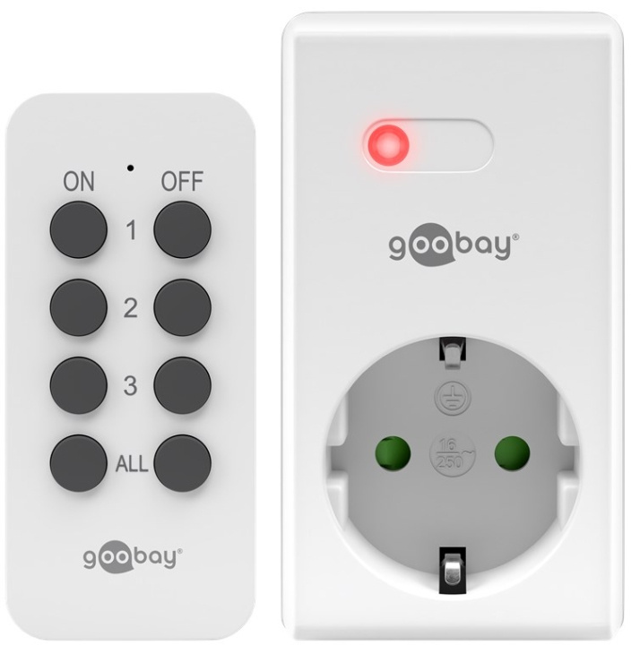 Goobay Fjernkontrollsett 1+1 1x jordet stikkontakt og 1x fjernkontroll i gruppen HJEM, HUS OG HAGE / El og belysning / Timer hos TP E-commerce Nordic AB (C44066)