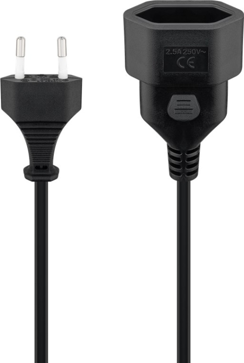 Goobay Skjøteledning Europlug, 2 m, svart Europlug (type C, CEE 7/16) > Europeisk stikkontakt i gruppen HJEM, HUS OG HAGE / El og belysning / Skjøteledninger hos TP E-commerce Nordic AB (C44116)