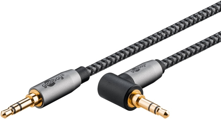 Goobay Tilkoblingskabel AUX, 3,5 mm stereo, 90°, 0,5 m, Sharkskin Grey Pawl 3,5 mm plugg (3-pinners, Stereo) > Pawl 3,5 mm plugg (3-pinners, Stereo) 90° i gruppen Elektronikk / Kabler og adaptere / Lyd analog / 3,5 mm hos TP E-commerce Nordic AB (C44125)