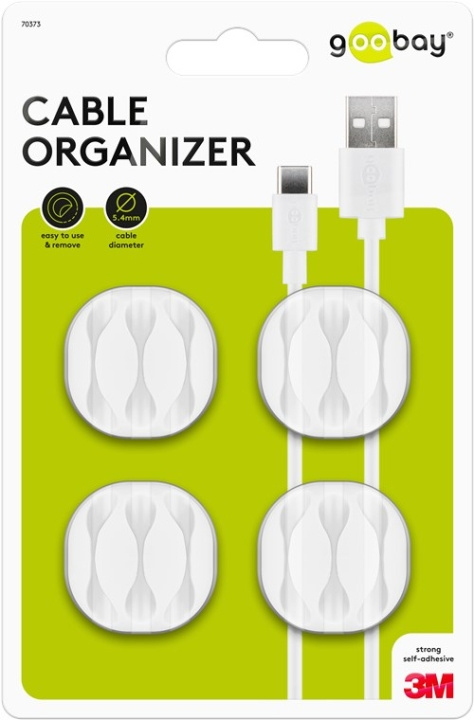 Goobay Kabelhåndtering 3 utsparinger, hvit 4-pakning for å organisere og feste, avtakbar i gruppen Elektronikk / Kabler og adaptere / Kabelhåndtering hos TP E-commerce Nordic AB (C44149)
