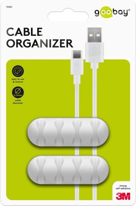 Goobay Kabelhåndtering 4 utsparinger, hvit 2-pakning for å organisere og feste, avtakbar i gruppen Elektronikk / Kabler og adaptere / Kabelhåndtering hos TP E-commerce Nordic AB (C44151)