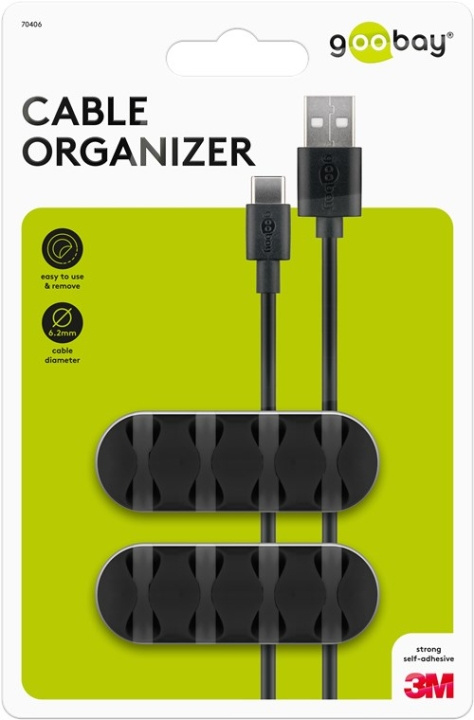 Goobay Kabelhantering 4 urtag, svart 2-pack för att ordna och fästa, avtagbar i gruppen Elektronikk / Kabler og adaptere / Kabelhåndtering hos TP E-commerce Nordic AB (C44152)