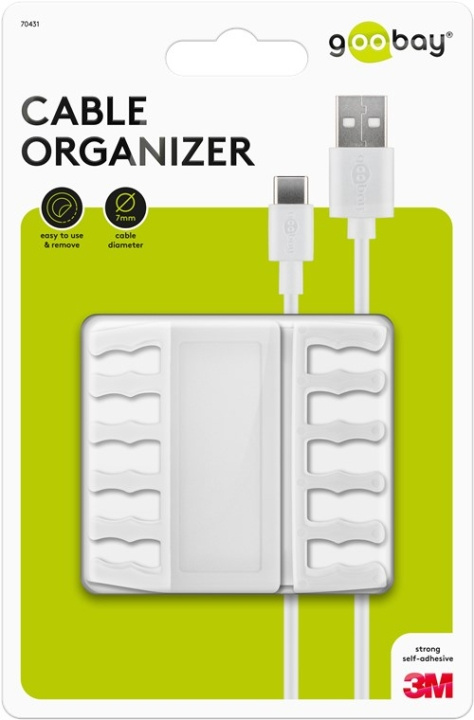 Goobay Kabelhåndtering 5 utsparinger, hvit 2-pakning for organisering og feste, avtakbar i gruppen Elektronikk / Kabler og adaptere / Kabelhåndtering hos TP E-commerce Nordic AB (C44153)
