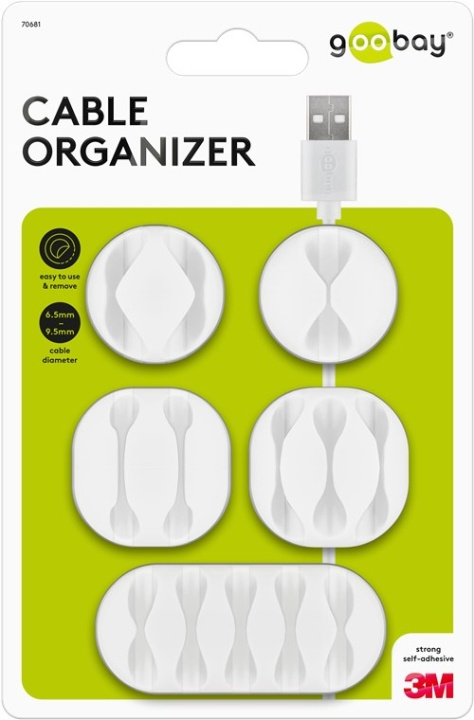 Goobay Kabelhåndteringssett, hvit 5-pakning for organisering og festing, avtakbar i gruppen Elektronikk / Kabler og adaptere / Kabelhåndtering hos TP E-commerce Nordic AB (C44156)
