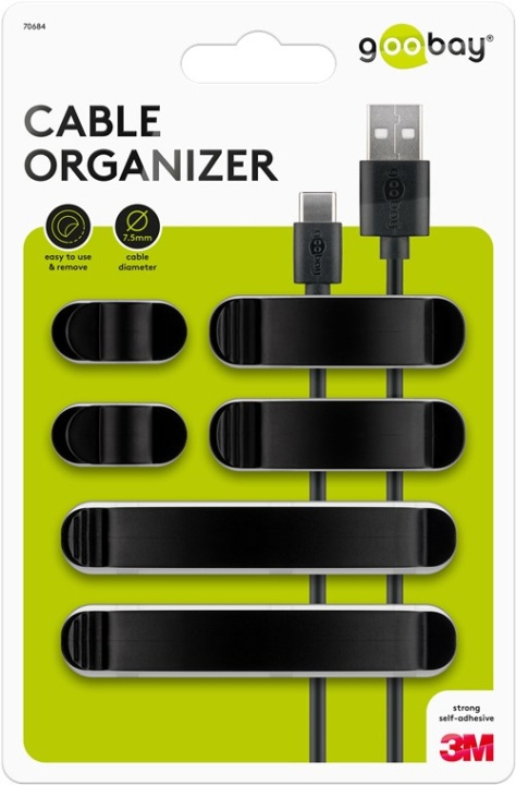 Goobay Kabelhanteringsklämma sats, svart 6-pack för att ordna och fästa, avtagbar i gruppen Elektronikk / Kabler og adaptere / Kabelhåndtering hos TP E-commerce Nordic AB (C44158)