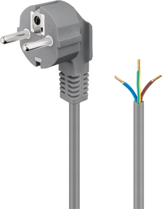 Goobay Skyddskontaktkabel vinklad för montering, 1,5 m, grå stickkontakt med skyddsjord (typ F, CEE 7/7) > lösa kabeländar i gruppen HJEM, HUS OG HAGE / El og belysning / Elinstallasjon / Tilbehør hos TP E-commerce Nordic AB (C44202)