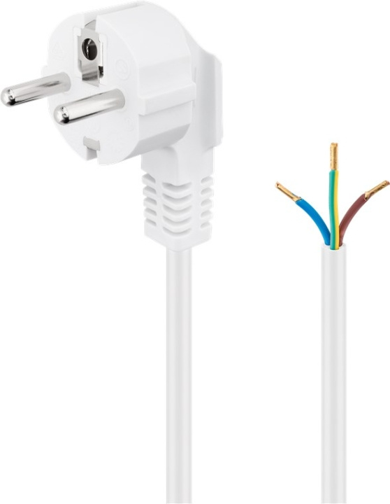 Goobay Beskyttelseskontaktkabel vinklet for montering, 1,5 m, hvit plugg med beskyttelsesjording (type F, CEE 7/7) > løse kabelender i gruppen HJEM, HUS OG HAGE / El og belysning / Elinstallasjon / Tilbehør hos TP E-commerce Nordic AB (C44204)