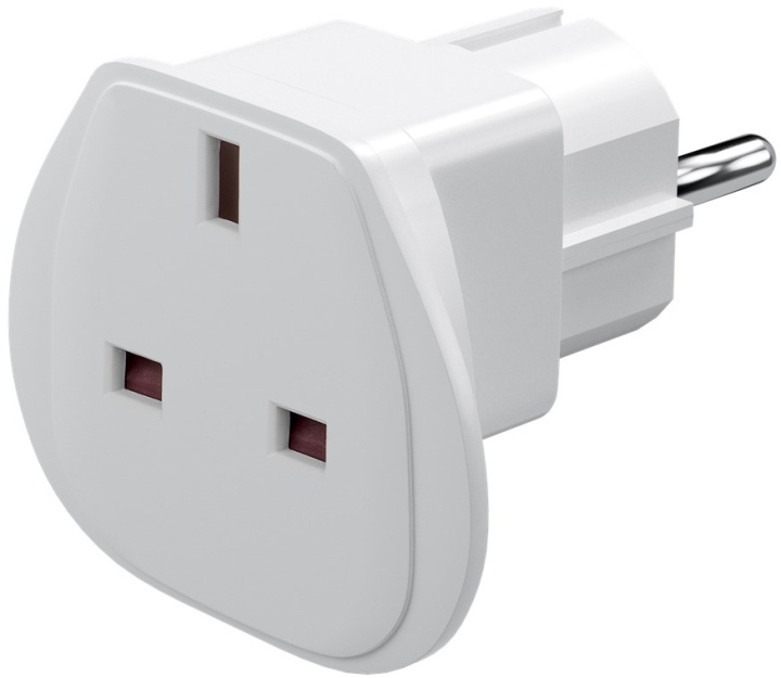 Goobay Reiseadapter UK til EU, hvit UK-kontakt > plugg med jording (type F, CEE 7/7) i gruppen HJEM, HUS OG HAGE / El og belysning / Reiseadaptere hos TP E-commerce Nordic AB (C44207)