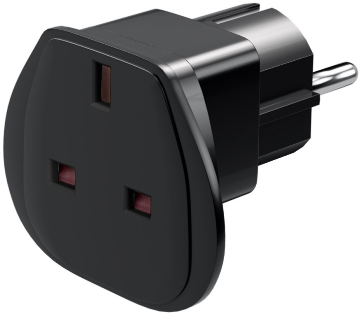 Goobay Reiseadapter UK til EU, svart UK-kontakt > plugg med jording (type F, CEE 7/7) i gruppen HJEM, HUS OG HAGE / El og belysning / Reiseadaptere hos TP E-commerce Nordic AB (C44208)