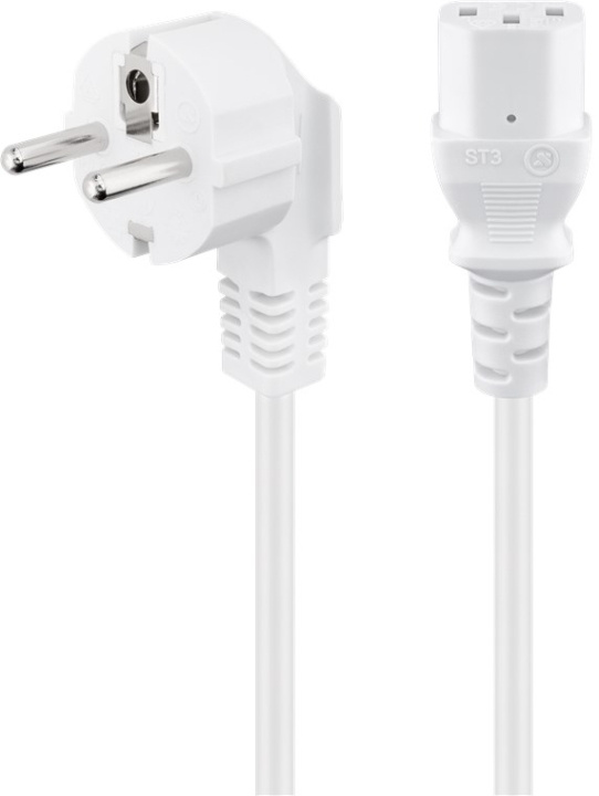 Goobay Vinklet tilkoblingskabel med C13-kontakt, 2 m, hvit plugg med jording (type F, CEE 7/7) > stikkontakt C13 i gruppen Datautstyr / Kabler og adaptere / elektriske kabler hos TP E-commerce Nordic AB (C44215)